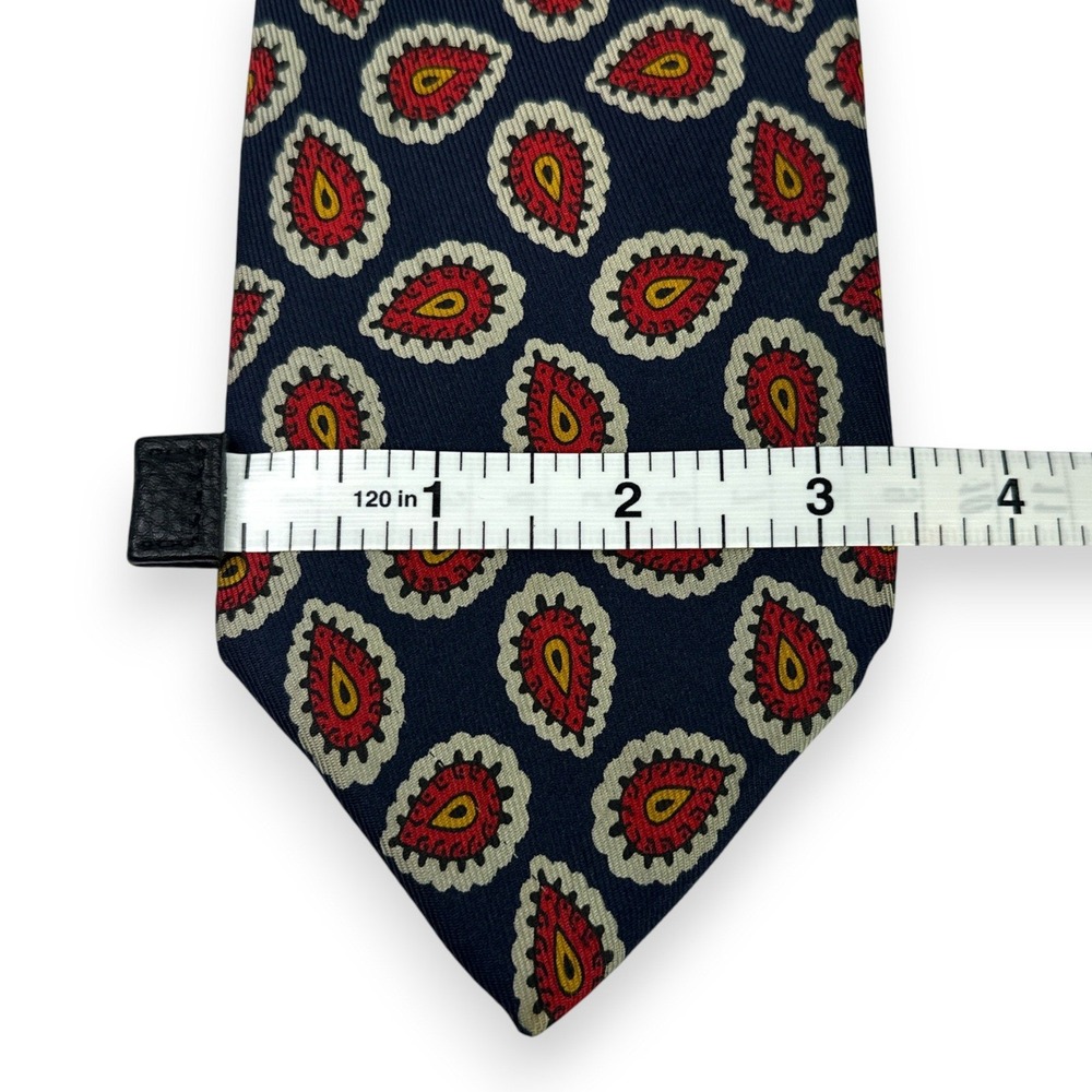 VTG Robert Talbott Mens Silk Tie 60 x 3.5 Paisley Studio Claymore Shop Navy Red - Picture 6 of 7